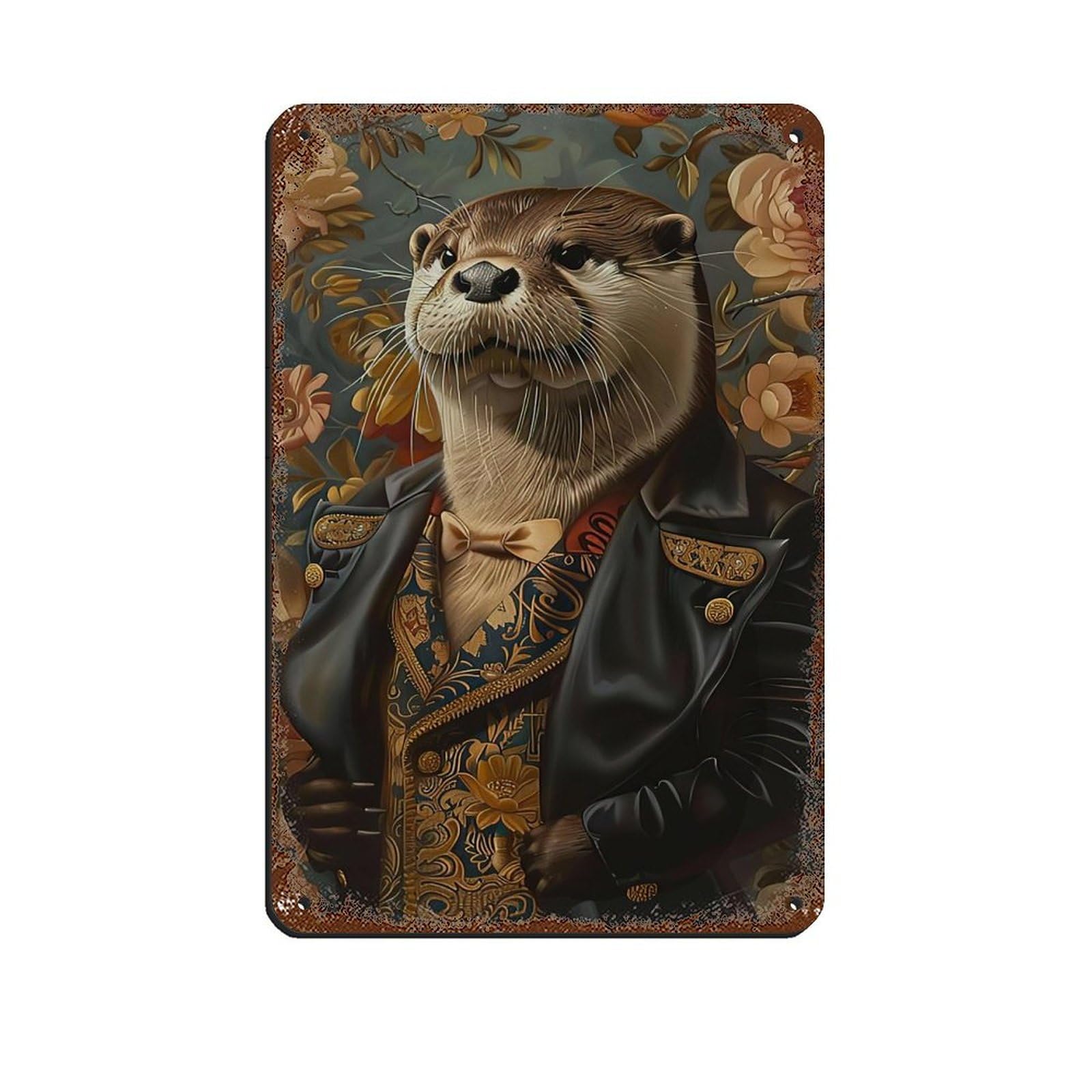 Cottage Renaissance Otter Paintingposter Retro Poster Metal Tin Sign Chic Art Retro Iron Painting Bar People Cave Cafe Family Garage Poster Wall Decoration 8x12inch(20x30cm)