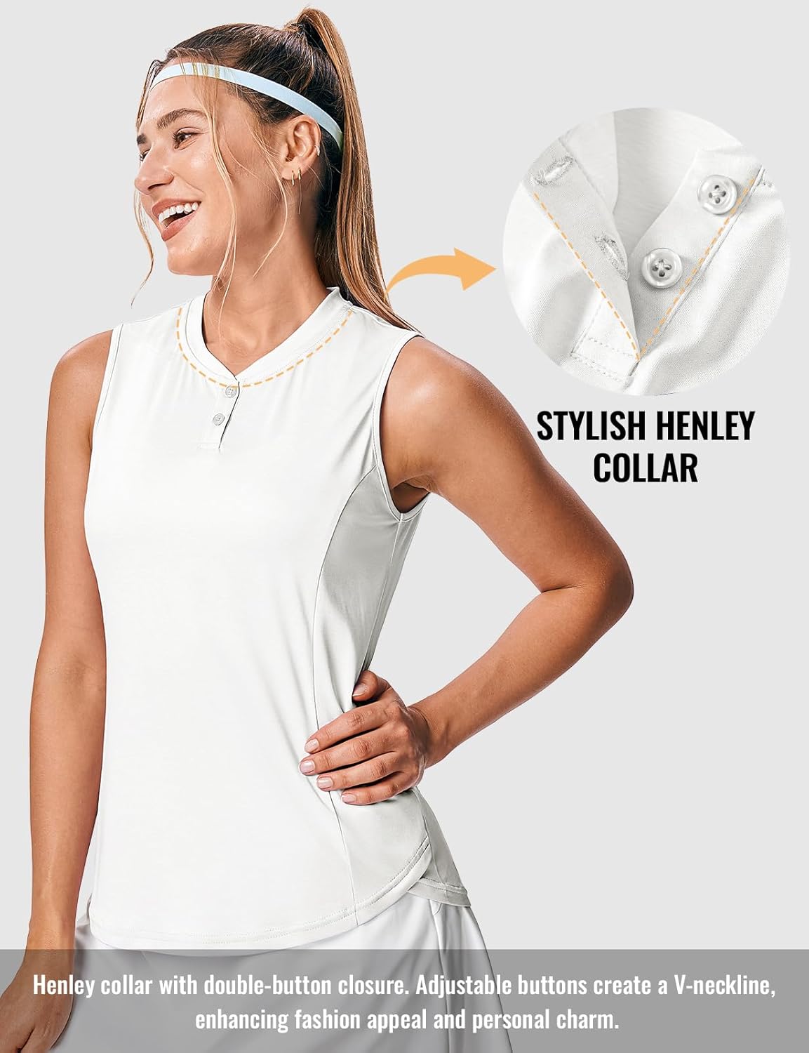 Rdruko Women's Sleeveless Golf Shirts Collarless Dry Fit Polo Tennis Pickleball Athletic Tank Tops