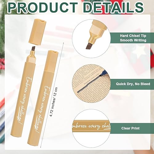 Miniatura 2 de Cholemy 50 bolígrafos inspiradores de Navidad sin sangrado, resaltadores motivacionales de secado rápido, rotuladores pastel a granel, bolígrafos de