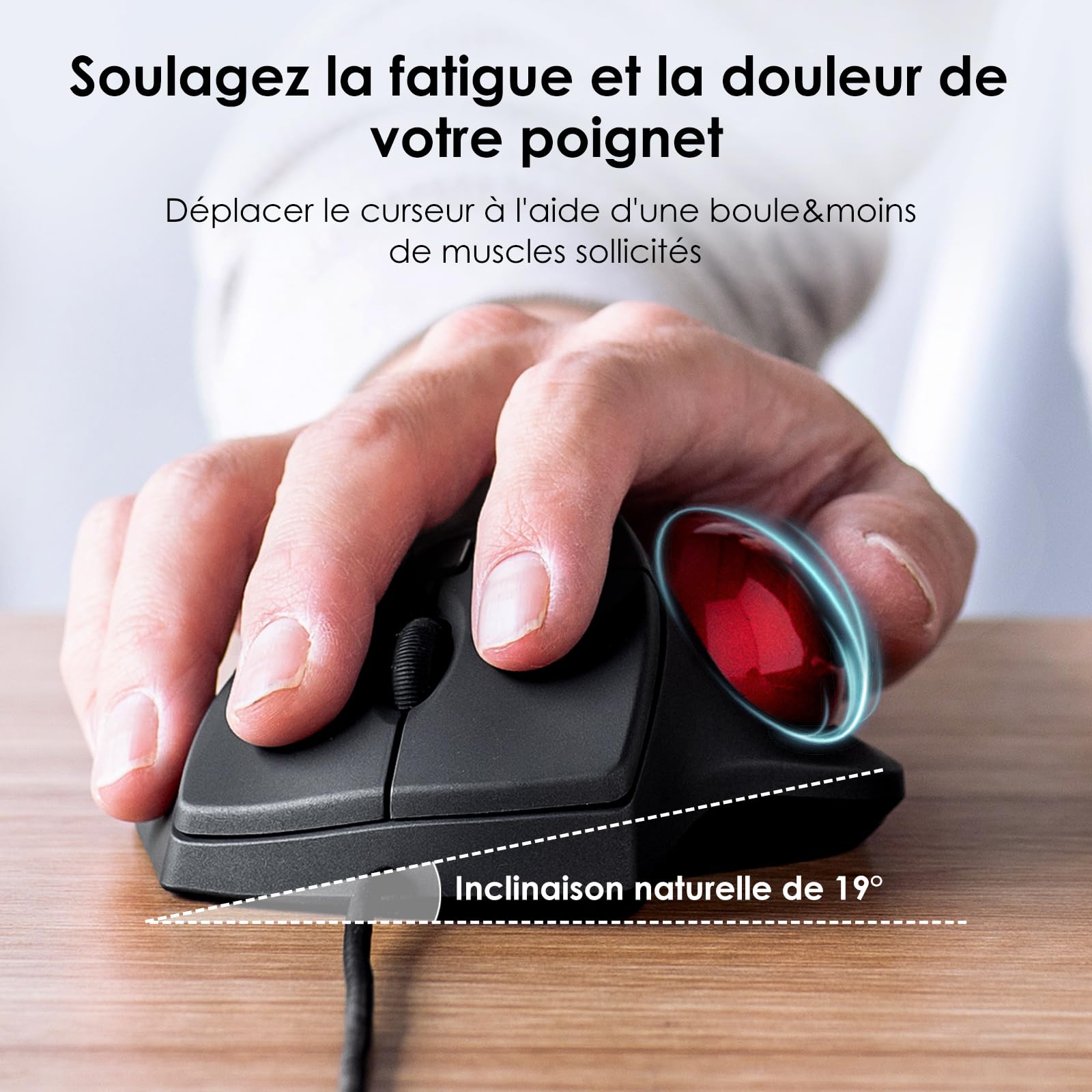 SANWA Souris Trackball Filaire, Boutons Silencieux Programmables, Contrôle du Pouce, 600/800/1200/1600 DPI, Suivi précis et Fluide, Compatible avec Mac, Laptop, Ordinateur, Windows, Noir