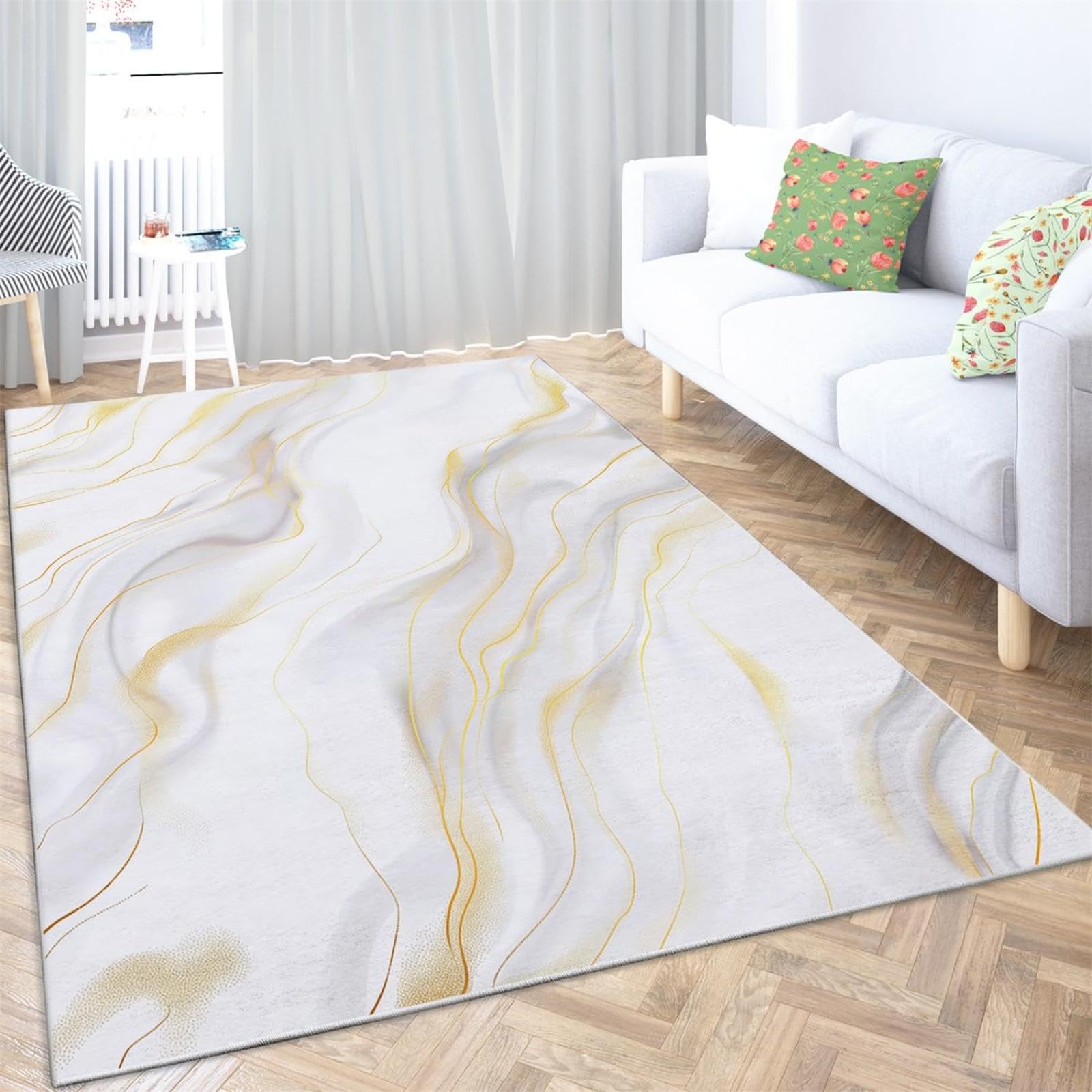 Tapis de salon moderne effet marbre 120 x 190 cm de qualité supérieure