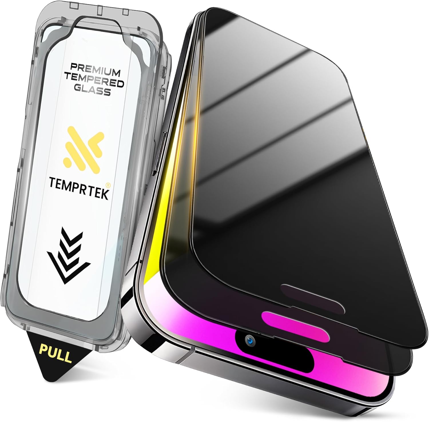 TEMPRTEK+ 2 Pack for iPhone 16e/13/13 Pro/14 Privacy Screen Protector Privacy 9H Military Grade Scratch Fingerprint Resistance Anti-Glare Shatterproof Tempered Glass Anti-Spy Easy Installation Bubble Free