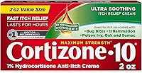 Cortizone-10 Maximum Strength 1% Hydrocortisone Anti-Itch Cream: Ultra Soothing Relief for Eczema, Psoriasis, Bug Bites, Poison Ivy, 2 oz