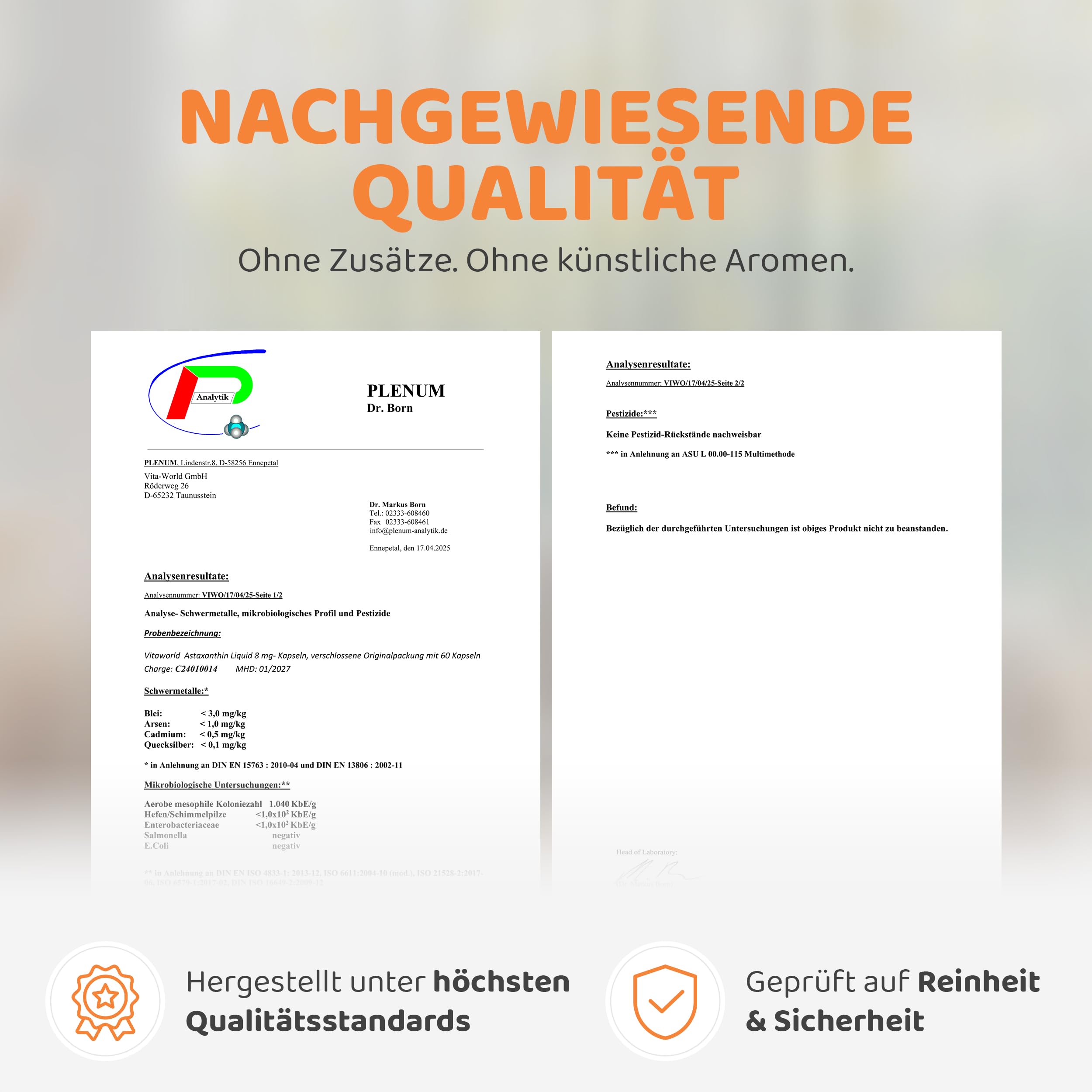 Astaxanthin Liquid - Astaxanthin hochdosiert 8mg pro Tag (60 vegane Kapseln) – flüssiges Astaxanthin aus Haematococcus pluvialis Alge mit MCT-Öl – hohe Bioverfügbarkeit – ohne Zusätze – vitaworld