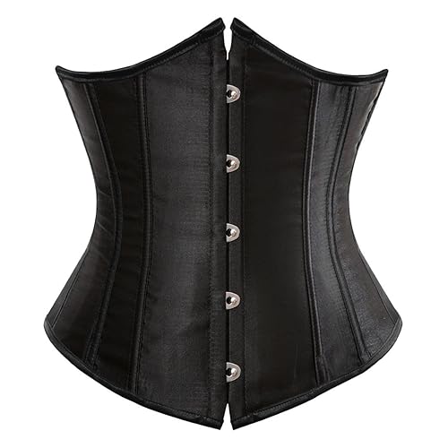 Kranchungel Underbust Corsets for Women Black Corset Top Waist Trainer Fashion Bustier Plus Size Corset - Medium - Black
