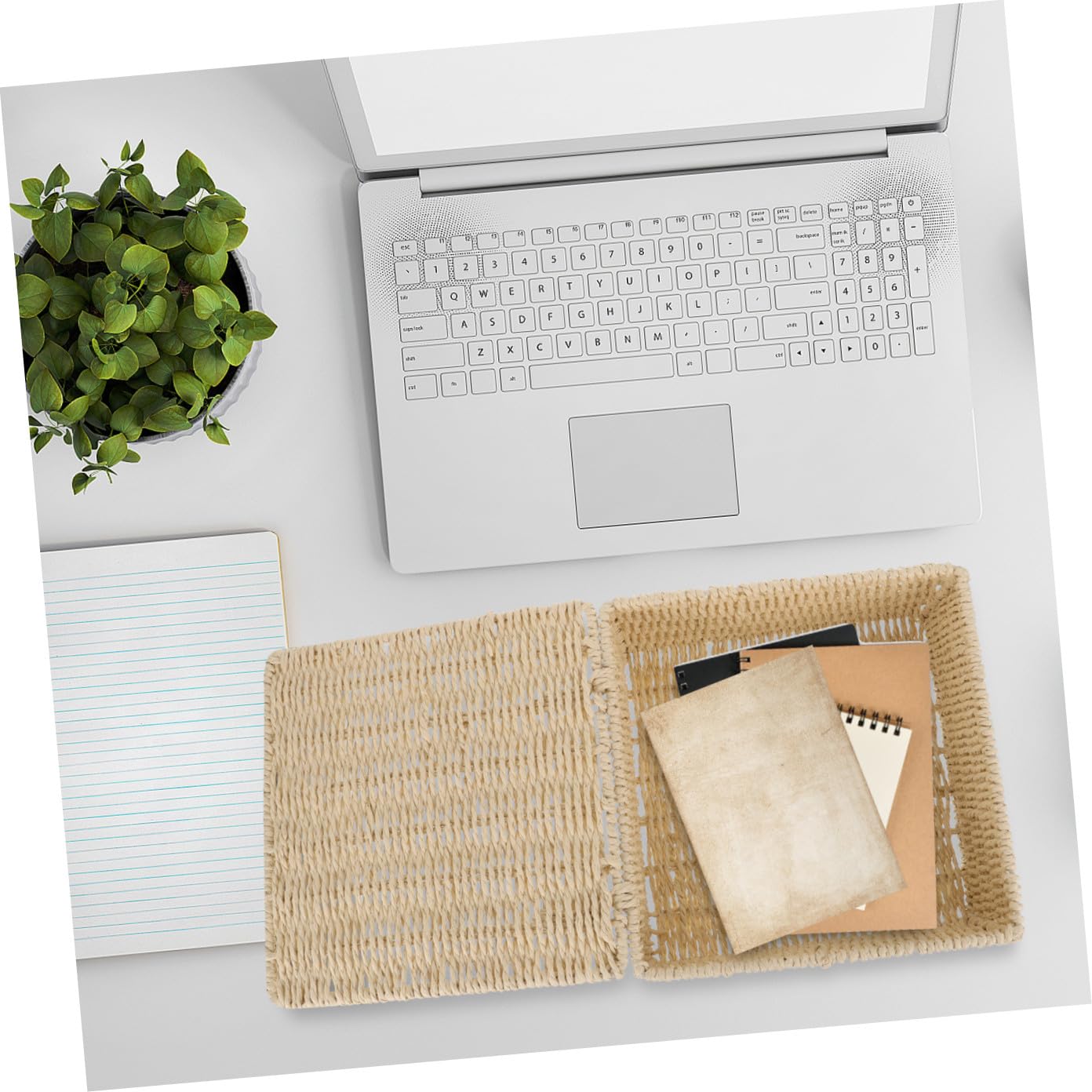 Sosoport Cesta de Almacenamiento Creativa Hogar Gran Capacidad Hecha de Cuerda de Papel y Hierro Diseño Simple Adecuada para Organizar Ropa, Juguetes y Material de Lectura