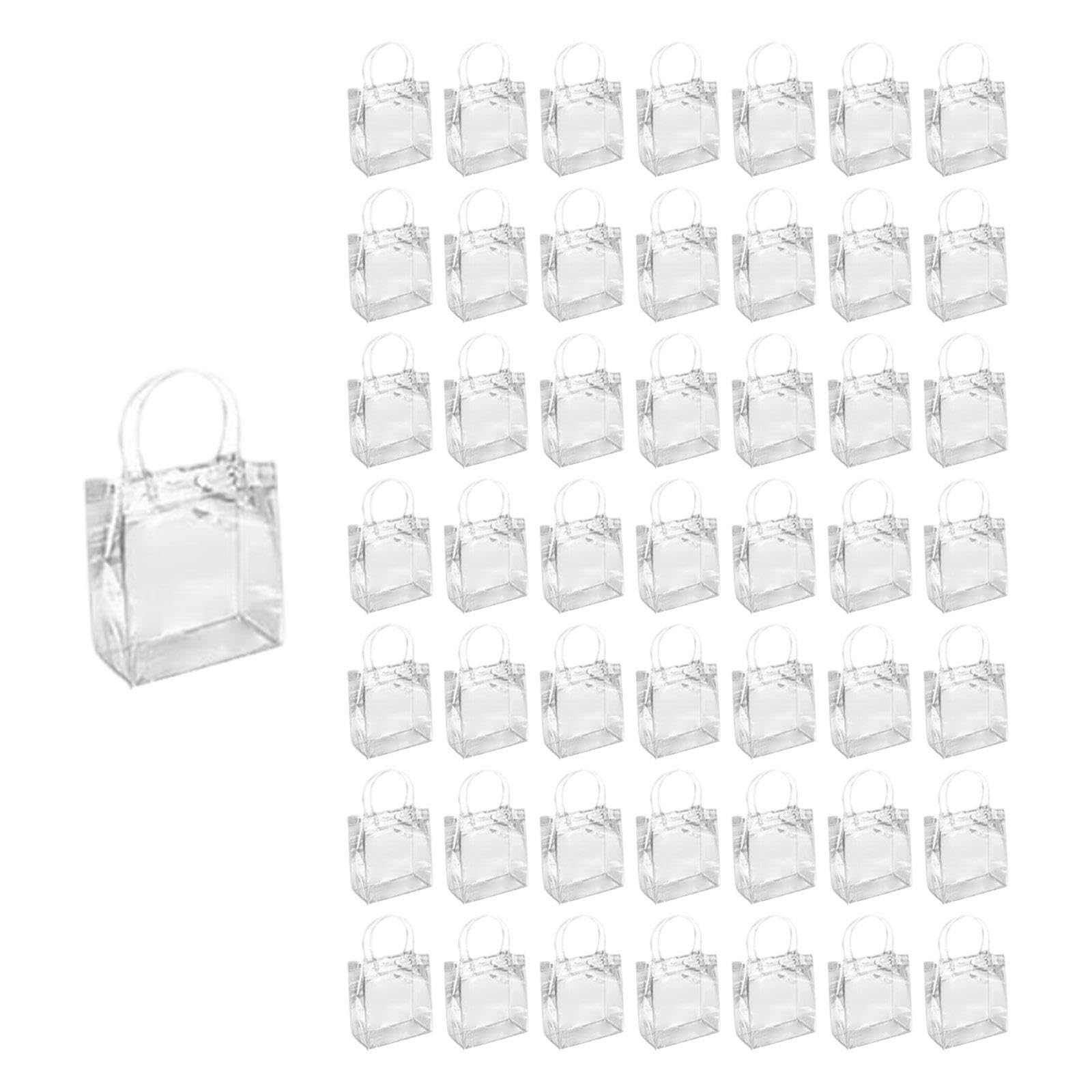 Generic 50 Stück Geschenktaschen Transparente Geschenkverpackung Mini Taschen mit Griff Handlich PVC Beutel für Kindergeburtstag Ho, Höhe 15cm