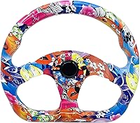 Vista 7 de Volante de Carreras de Coche con Patrón de Graffiti Volante de Derrape Plano de Acrílico para Juego de Simulación de Derrape en PC