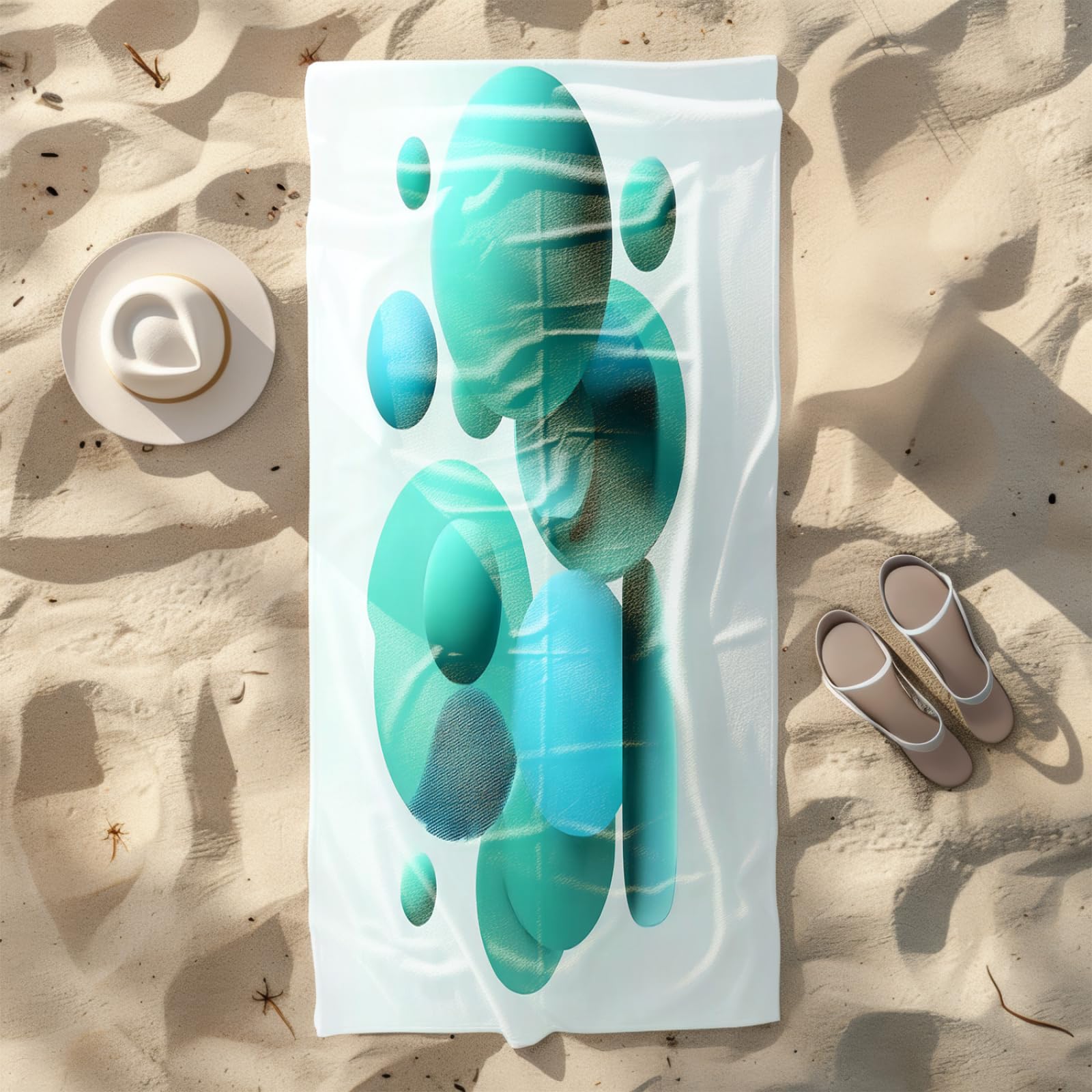Beach Towel 80x160 Green Abstraction Microfibre Quick Dry Towel for girls,Pool Swimming Travel Towels,Sand-Resistant, Absorbent, Lightweight