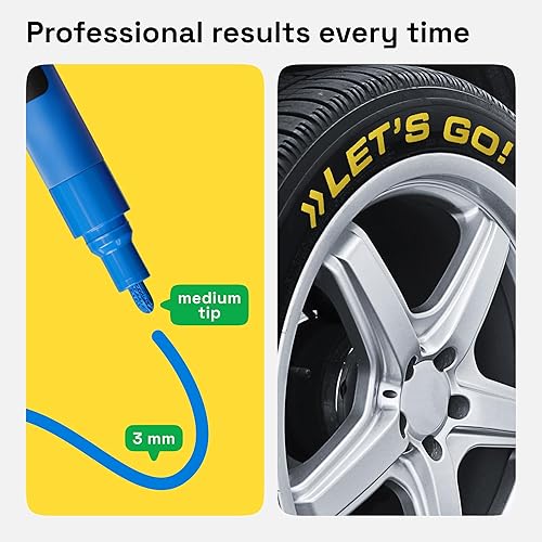 Vista 22 de Bolígrafos metálicos dorados y plateados para pintura de rocas, piedra, cerámica, vidrio, madera, metal, tela, lienzo. Juego de 6 marcadores