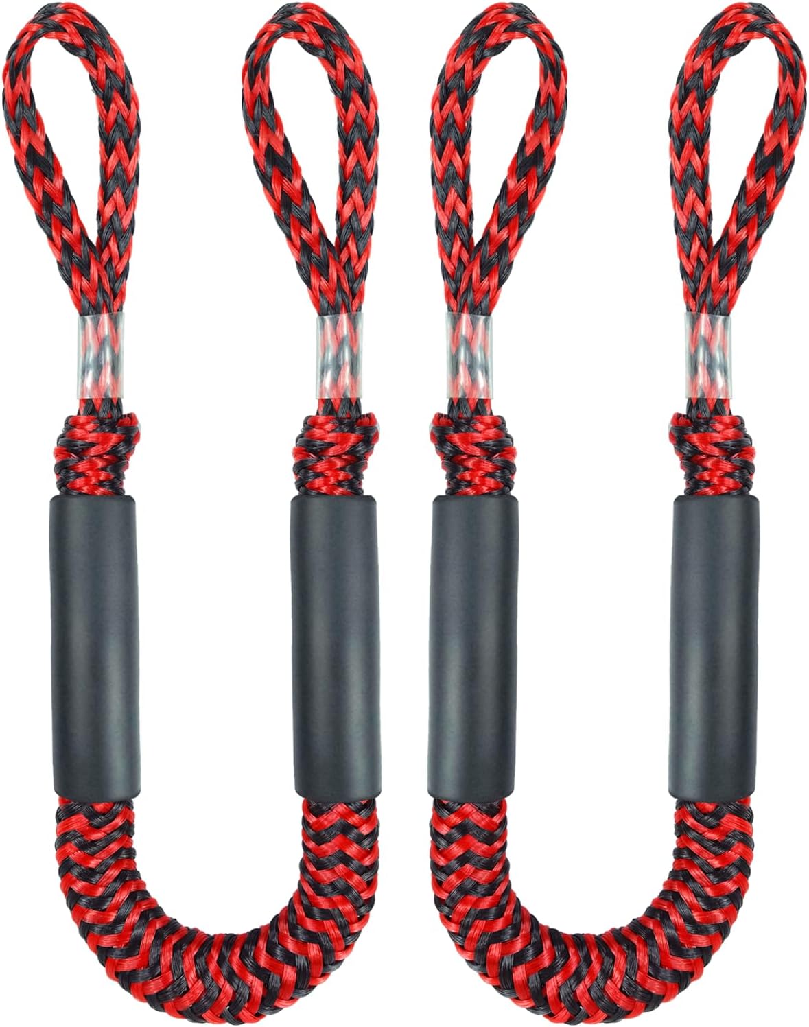 Boat Accessories 2PCS Dock Lines 3FT Premium Bungee Boat Lines (Red+Black, 3Feet)