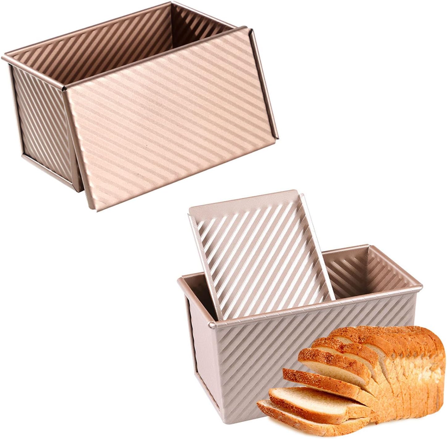 2 pack Loaf Pan with Lid, NonStick Bread Pan Bakeware