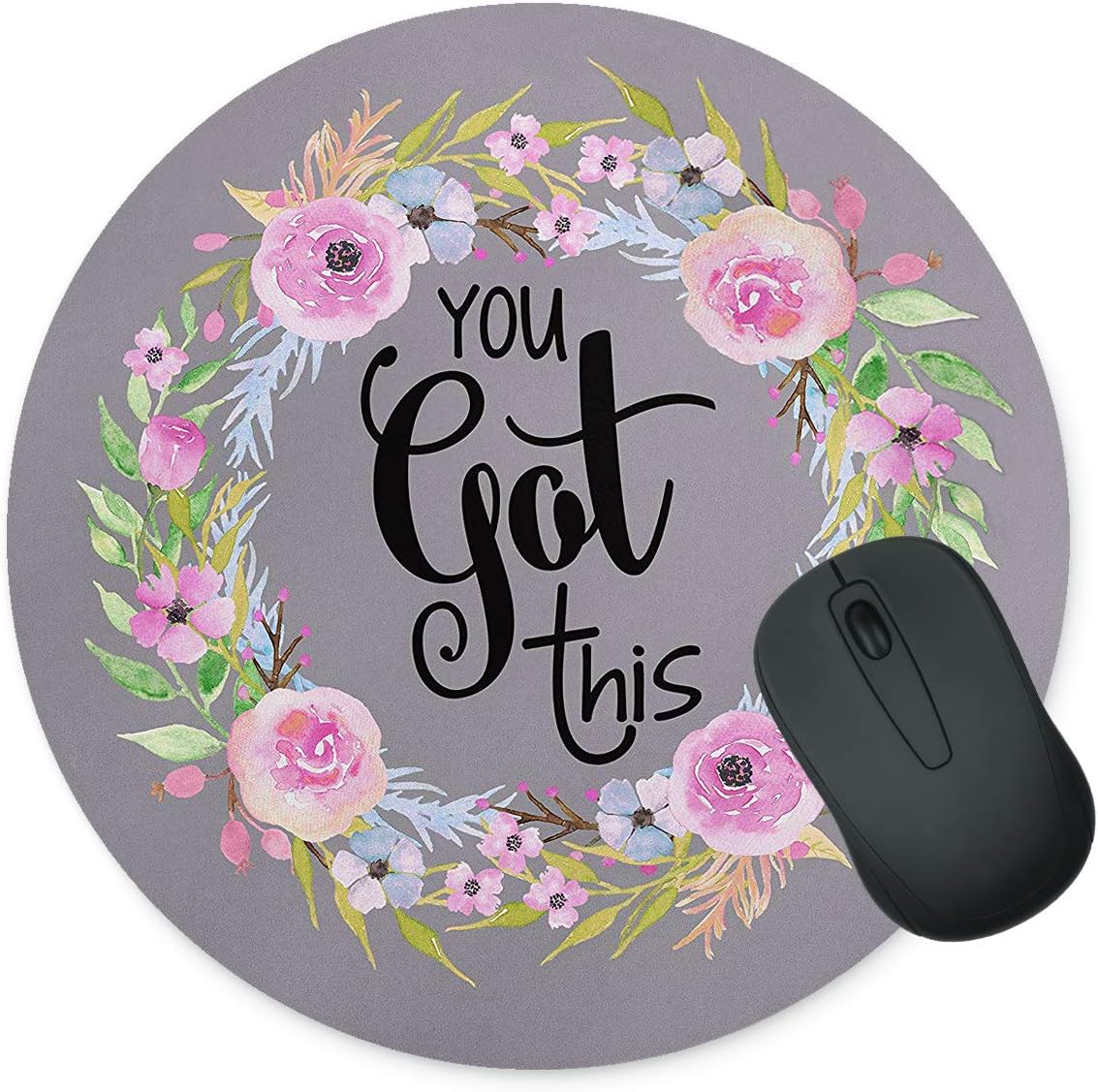 Floral Neoprene Round Office Computer Mouse Pad