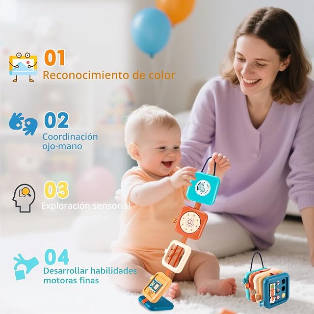 Foto 4 de 7 de Quuylin Juguetes Montessori, 8 en 1 Cubo de Actividad motriz para bebé