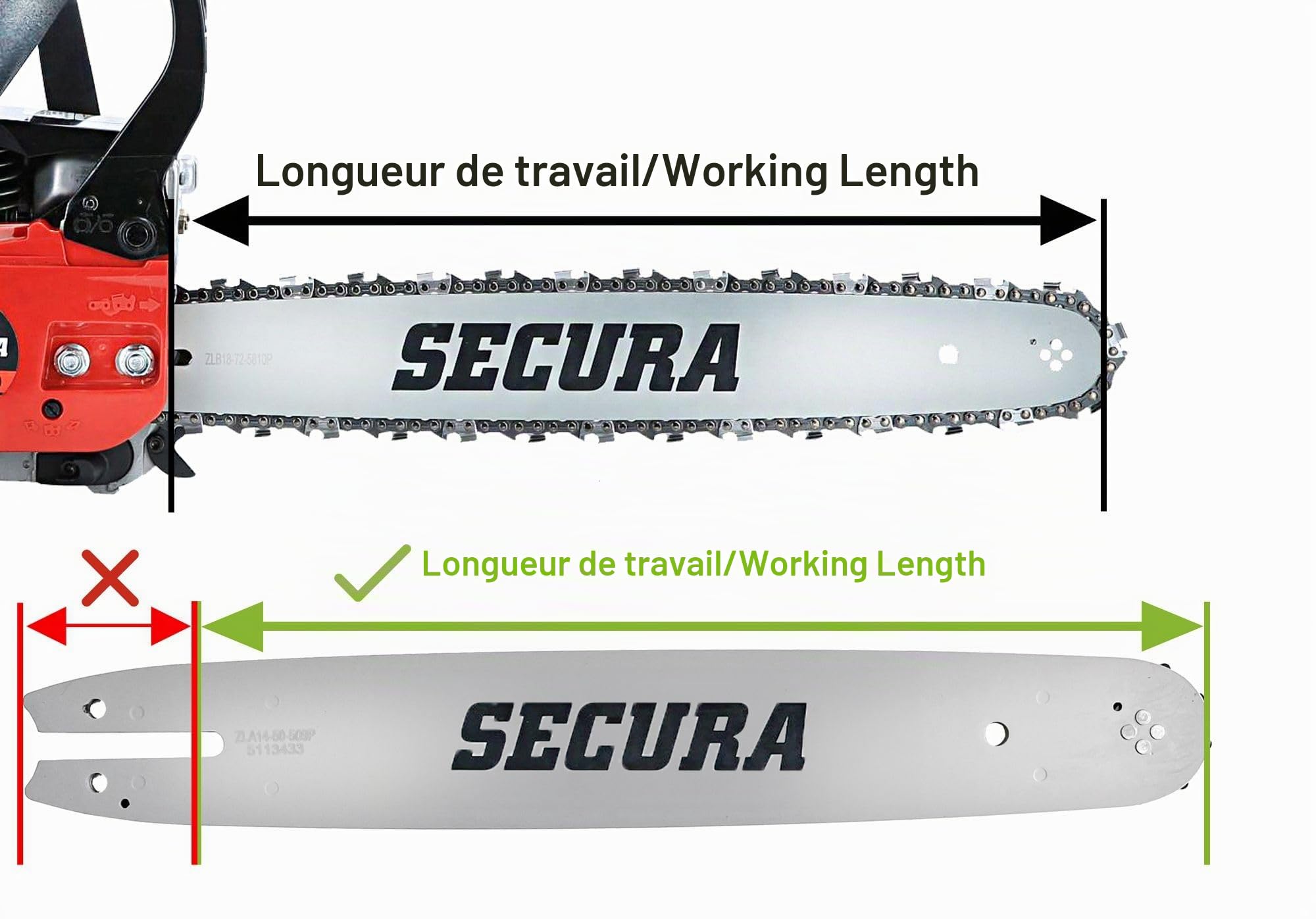 SECURA 4x Chaîne de Scie + 1 Guide 50cm 3/8' 1,6mm 72, compatible avec Stihl