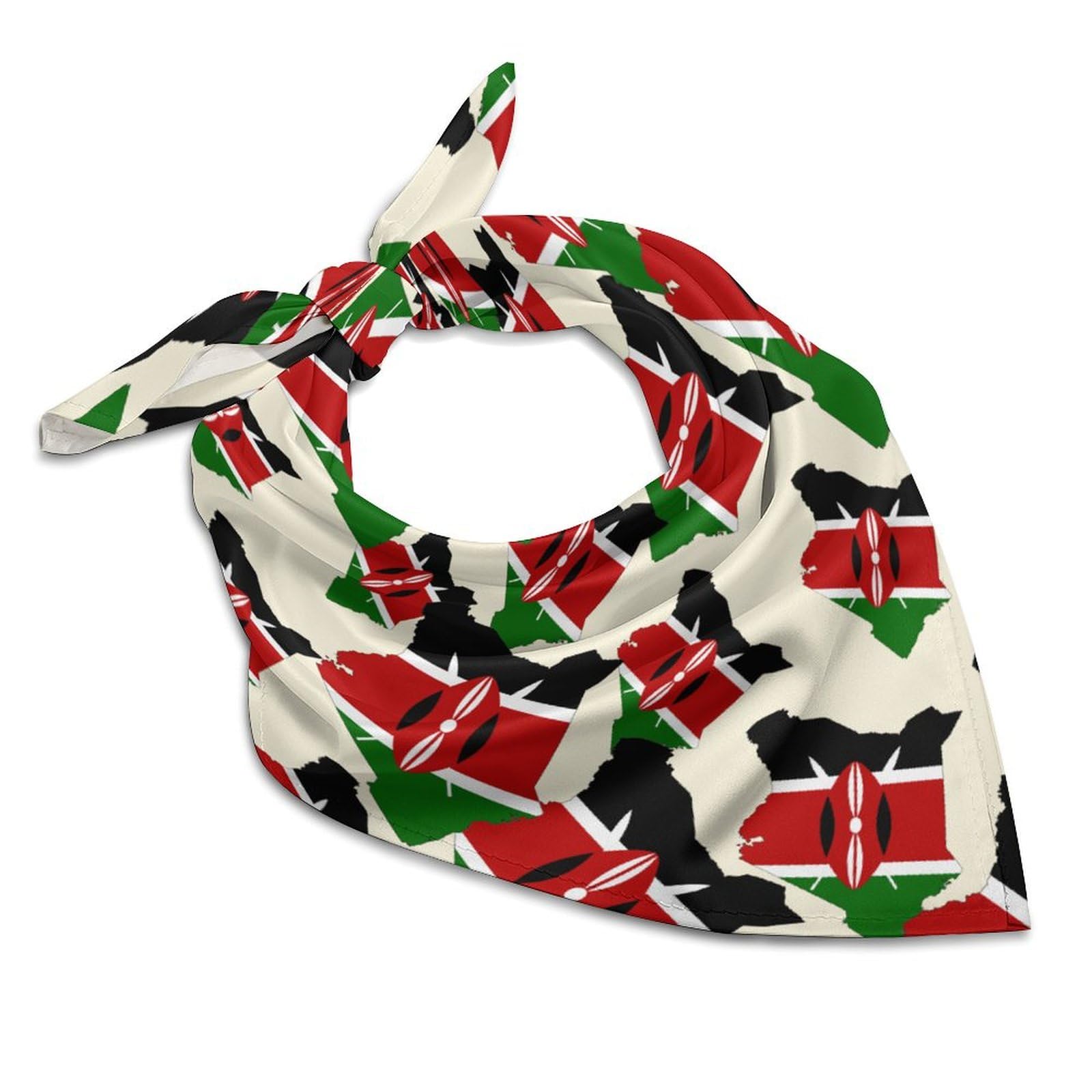 SMAZDFXX Kenyan Flag Map Bandana Kerchief for Women Colorful Square Scarf Lightweight Handbags Purse Scarves