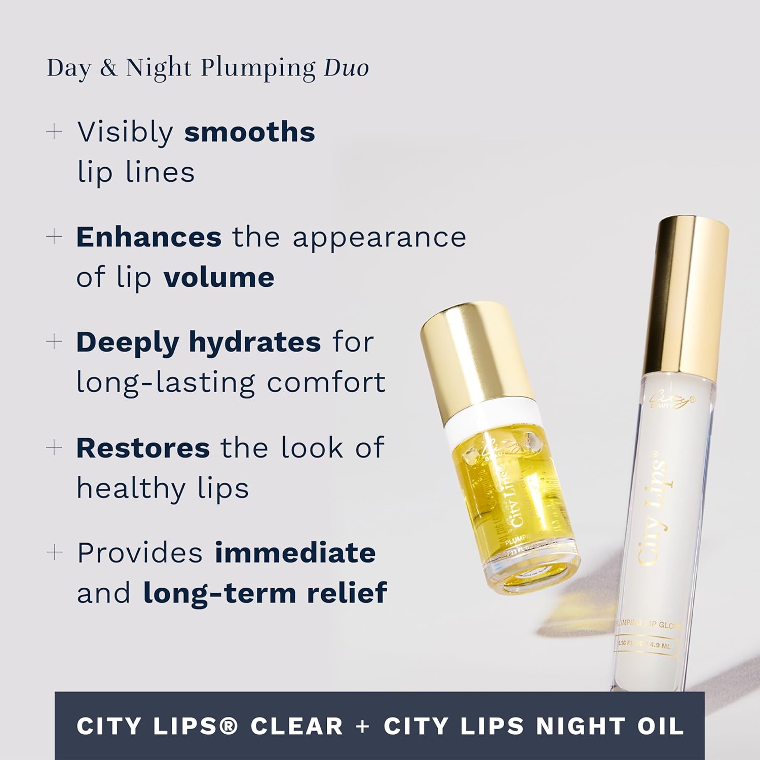 City Beauty Day & Night Lip Plumping Duo - City Lips Clear 0.16 fl oz + City Lips Night Oil 0.23 fl oz, Advanced Hydration & Anti-Aging Formula: Fuller, Smoother, Younger-Looking Lips - Image 4
