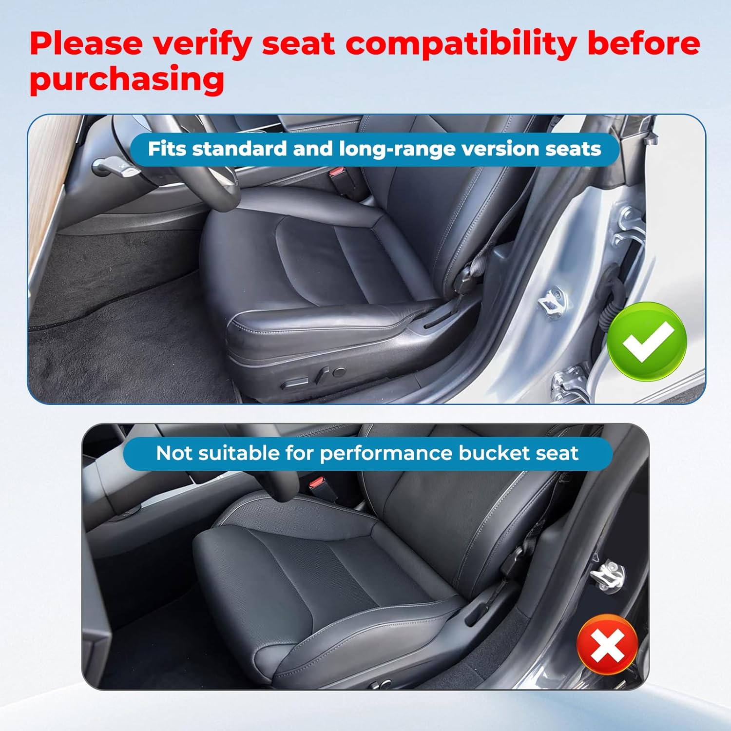 2 PCS Nappa Leather Car Front Seat Covers for 2025 2026 Tesla Model Y/3 Highland/Juniper Breathable Perforated All-Season Universal Bottom Seat Protectors for Tesla Accessories, Black