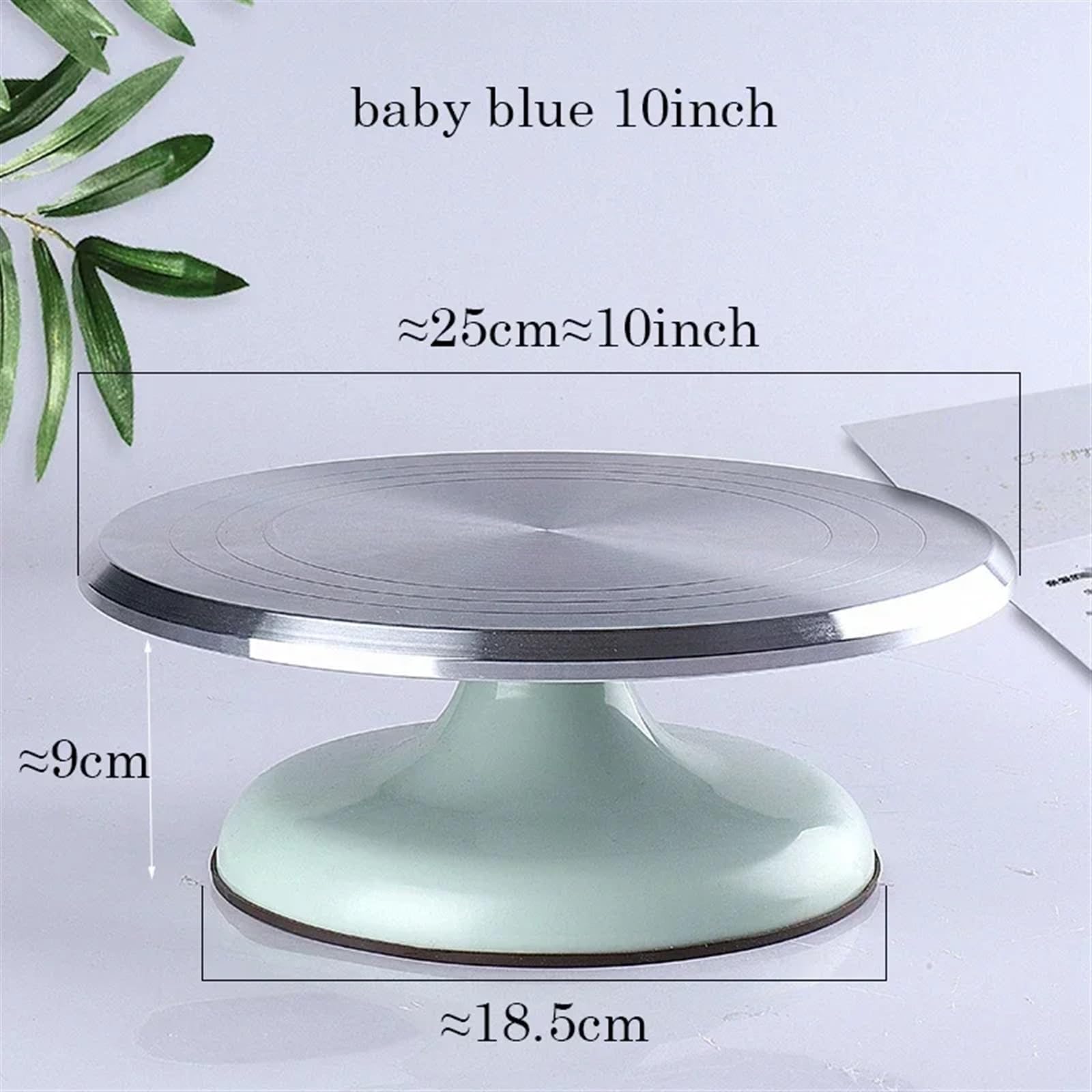 Plateau Tournant Pour GâTeaux Plateau tournant en alliage d'aluminium for gâteau d'anniversaire, 10 pouces, outils de cuisson, plateau tournant en plastique et céramique Support à GâTeaux(Green)