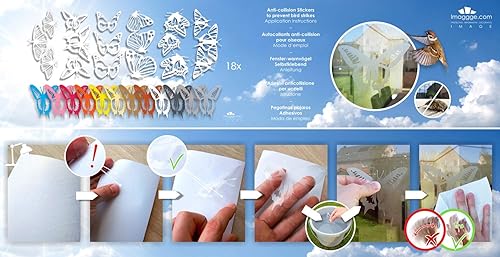 Miniatura 6 de Protección de ventana Calcomanías anticolisión para evitar golpes de personas y pájaros en el cristal de la ventana Juego de 18 calcomanías