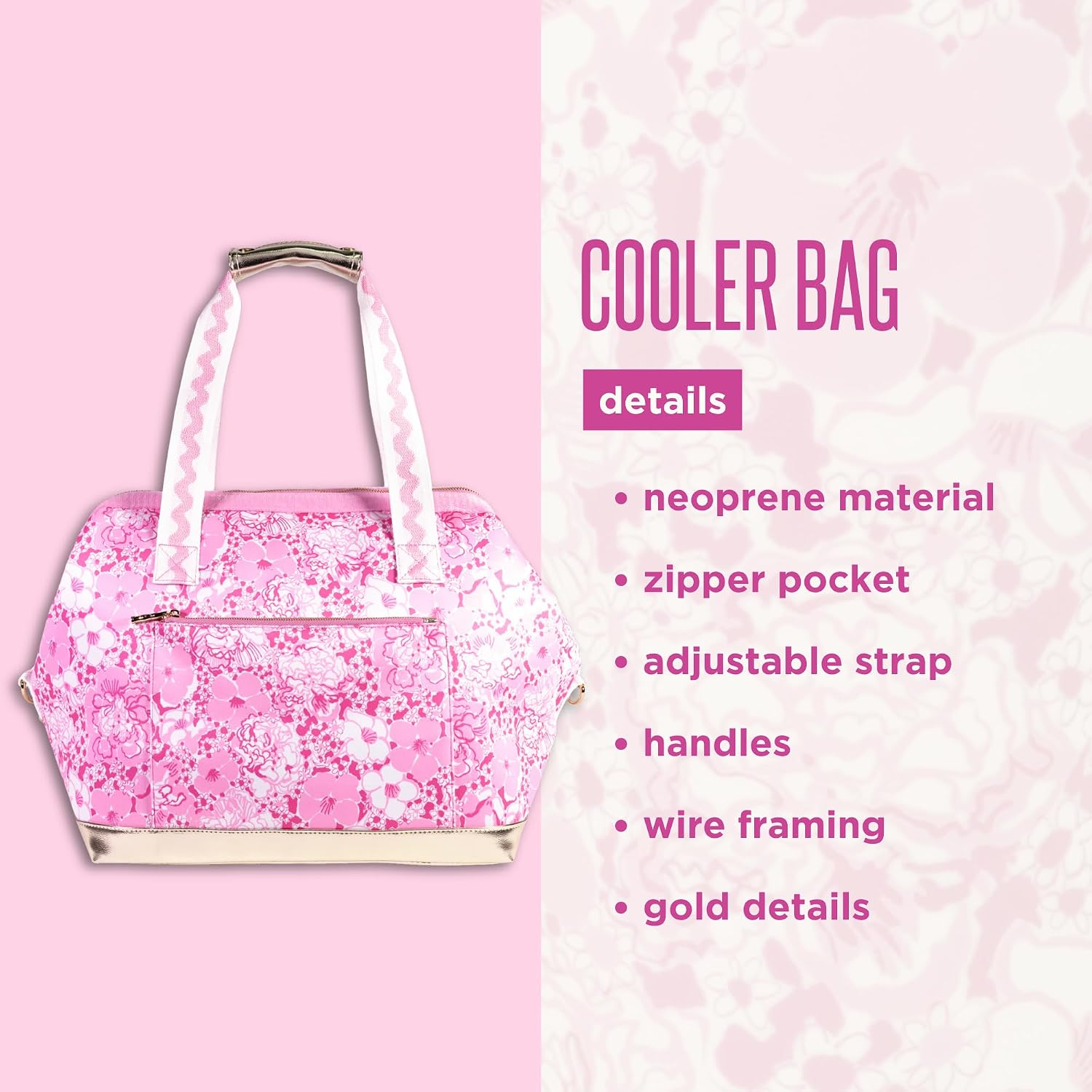 Lilly Pulitzer Insulated Cooler Bag, Conch Shell Pink Burst of Joy image 4