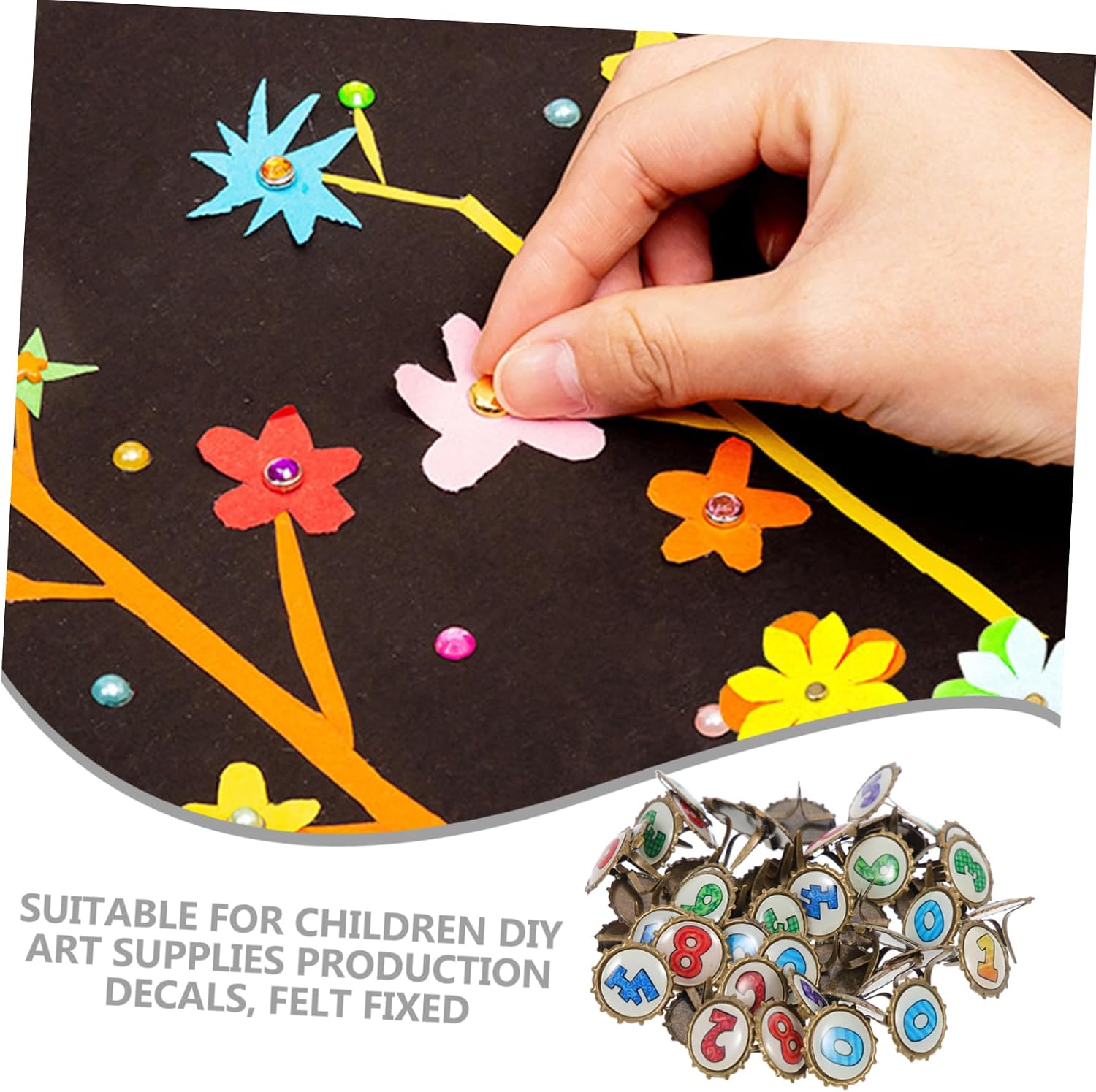 FIXOSHEE 100pcs Multi-Color Craft Brads Decorative Paper Fasteners for DIY Projects Scrapbooking Card Making Smooth Surface Easy to Use for Adults