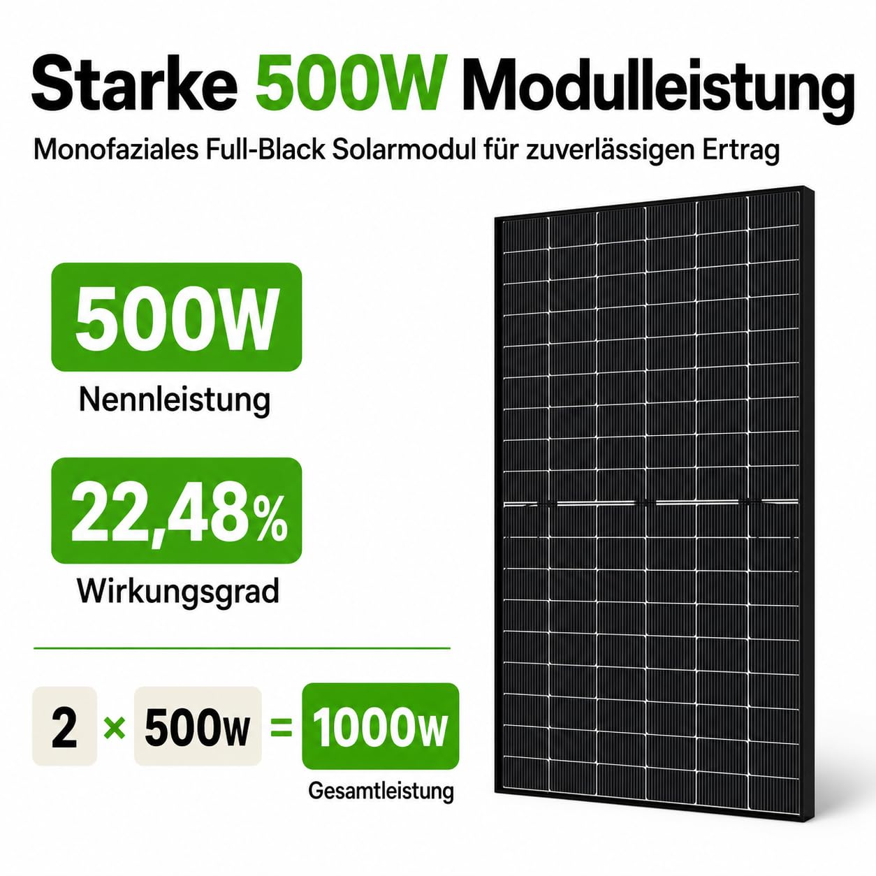 SAKETE Balkonkraftwerk 1000W mit Speicher, Solaranlage Komplettset mit 2 x 500W Full Black Solarmodulen, Elecway 800W Wechselrichter und 2,01kWh Akku