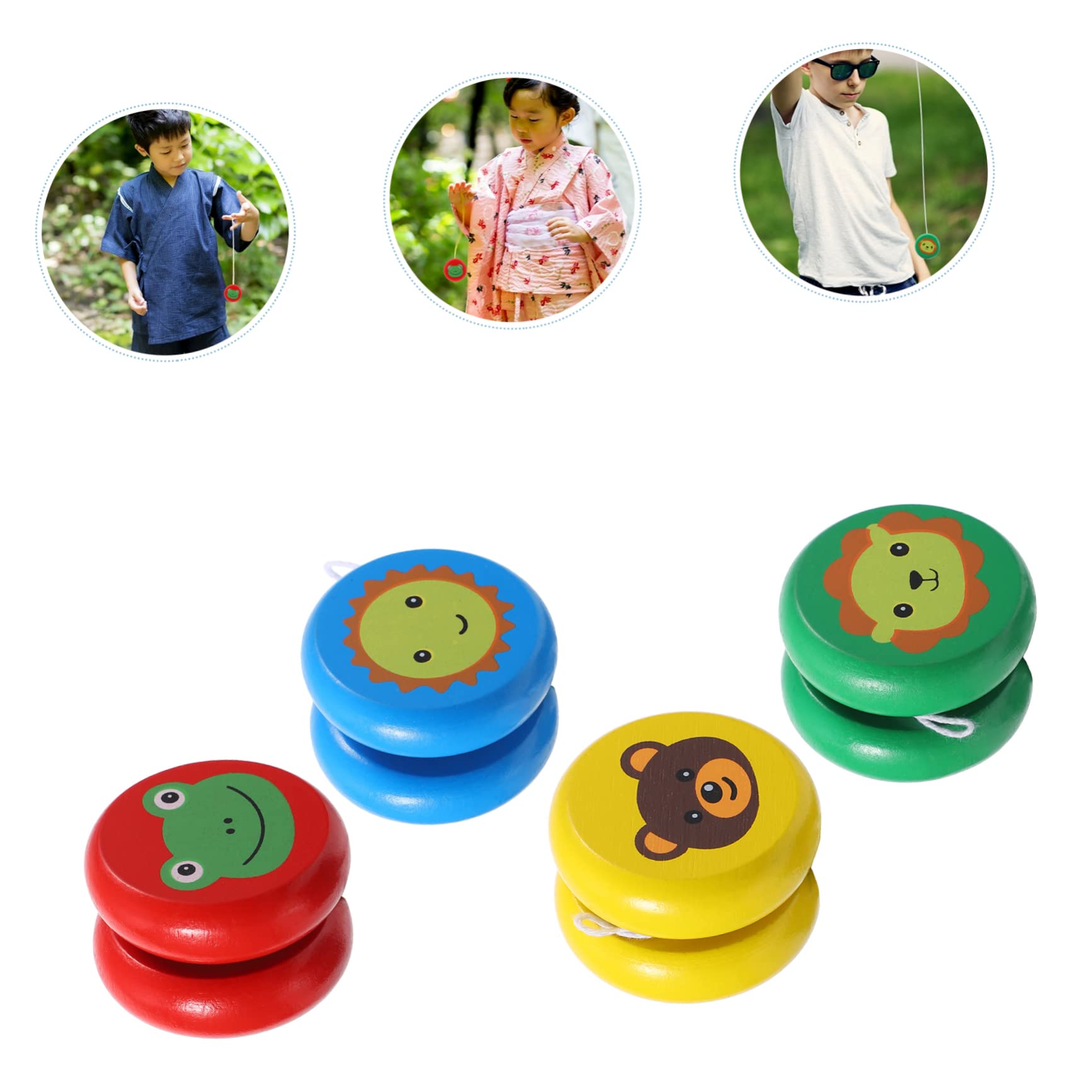 HANABASS 4pcs Wooden for Fun Cartoon Design Finger Plaything for Wrist Strengthening Skill Development Great Present Idea Random Color