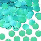 MECCANIXITY 100 Pcs Flat Round Sequins 25mm/1 Inch Loose Paillettes Craft Sewing Sequins with Single Side Hole for DIY Embroidery Clothing Jewelry Making, AB Dark Green