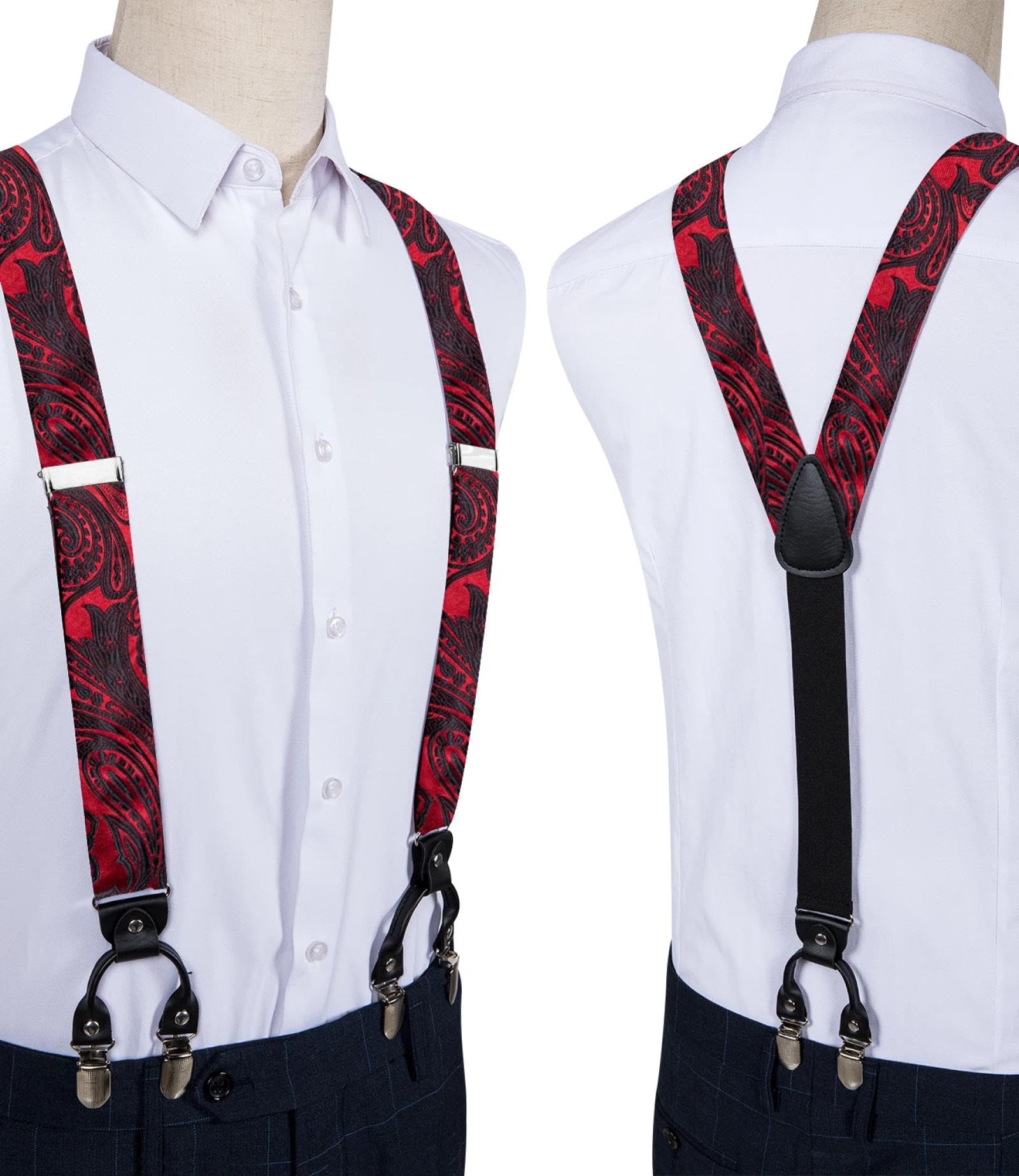 Bretelle Suspender Bretelle Regolabili di Design da Uomo Bretelle A Forma di Y Moda Cintura Elastica con Clip Reggicalze Set Papillon per Pantaloni da Uomo