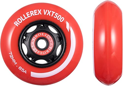 Miniatura 3 de Rollerex VXT500 - Ruedas para patines en línea, paquete de 4 (rodamientos, espaciadores y arandelas opcionales), ruedas de repuesto duraderas para