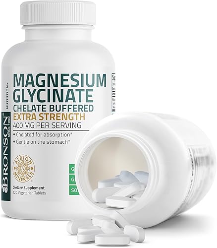 Miniatura 6 de Bronson Glicinato de magnesio 400 mg extra fuerte, vegetariano, quelado para absorción suave en el estómago, sin OMG, 120 tabletas