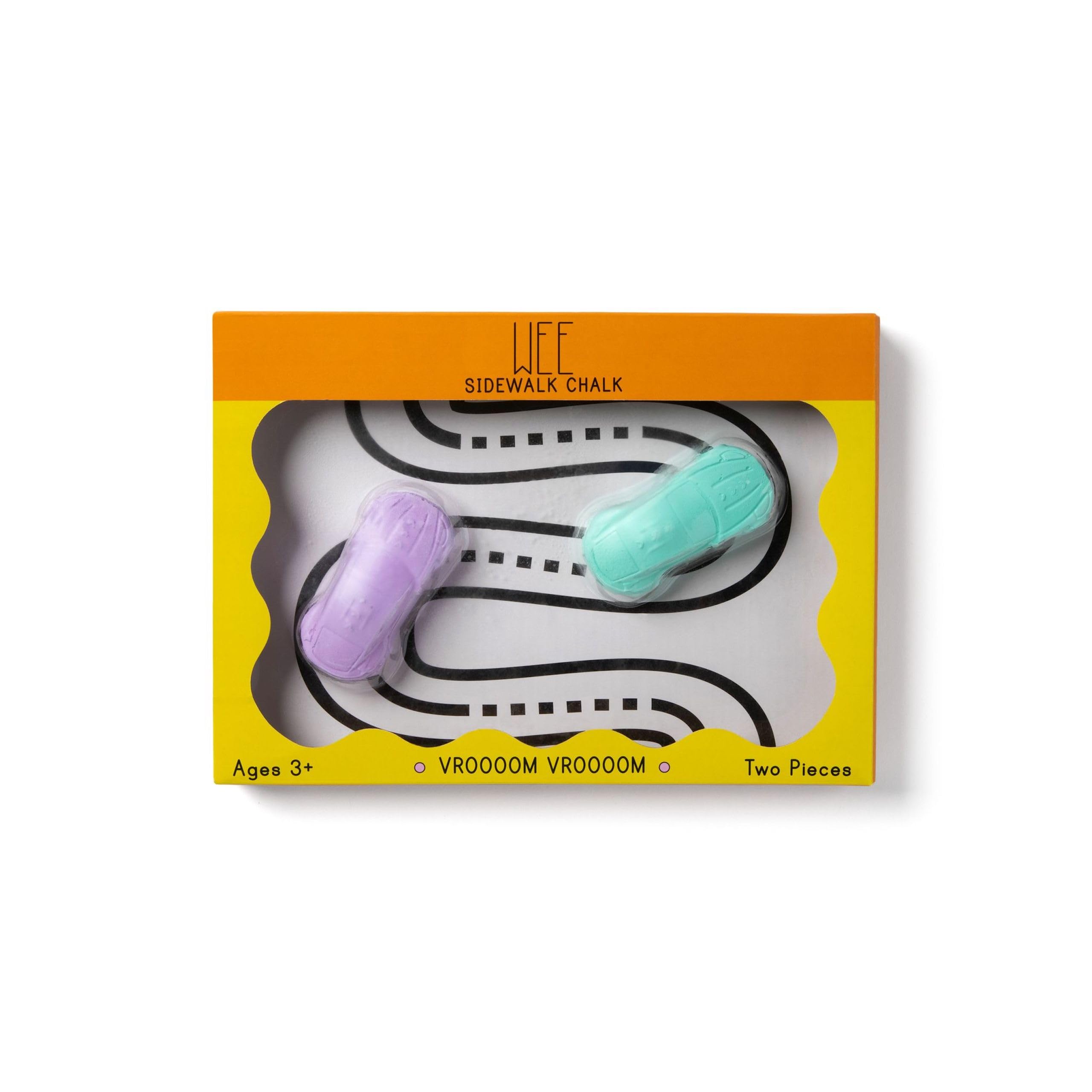 wee by TWEE Vroooom Vroooom Race Car Sidewalk Chalk | Purple + Turquoise | Classic Children's Present | Fun Special Party Gift Idea | Arts and Crafts For Kids + Toddlers | Easter Basket Activities | Outside Playground Drawing | Boy Girl