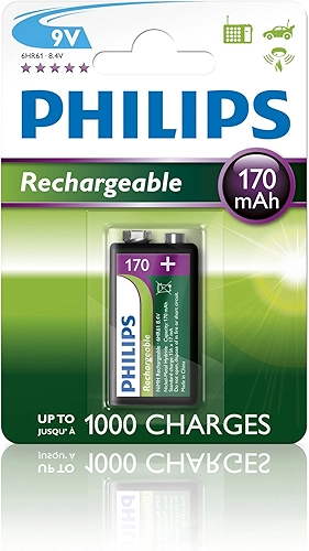 Bateria Recarregável Philips 9v 170mAh 9VB1A17 Microfone Violão Original Ni-Mh