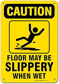 Caution Wet Floor Sign Slippery When Wet, 7†x 10†Industrial Grade Aluminum, Easy Mounting, Rust-Free/Fade Resistance, Indoor/Outdoor, USA Made by MY SIGN CENTER