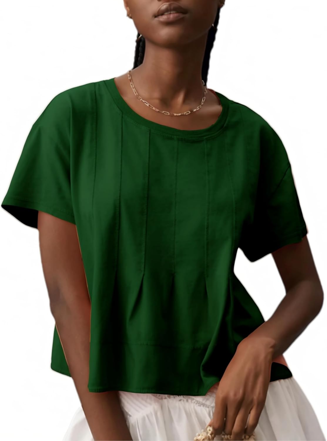 OPCAKM Womens Summer Pleated Swing Tee Casual Babydoll Peplum Tunic Shirts Tops