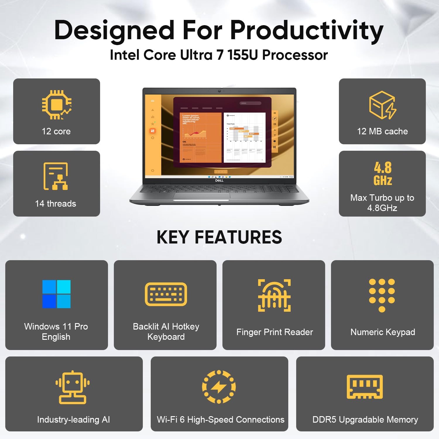 Dell Latitude 5550 15.6” FHD Business Laptop, Intel Ultra 7 155U Processor(12-Core, up to 4.8 GHz), 64GB DDR5 RAM, 2TB SSD, WiFi 6E, Bluetooth, Backlit Keyboard, Fingerprint Reader, Windows 11 Pro
