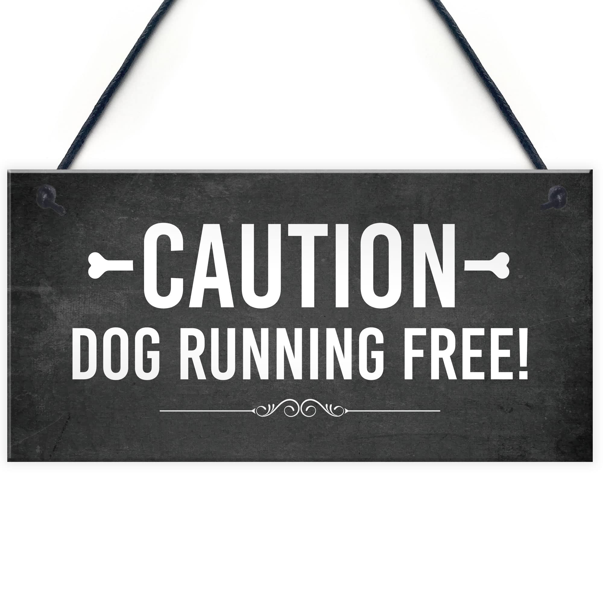Red Ocean CAUTION Dog Running Free Sign Gate Sign Fence Sign Garden Plaque Dog Gift Home Decor