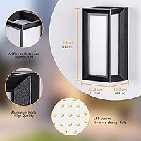 LANFU 18W LED Modern Rectangular Outdoor Wall Sconce Black IP64 Waterproof 3000K Warm White Patio House Exterior Light