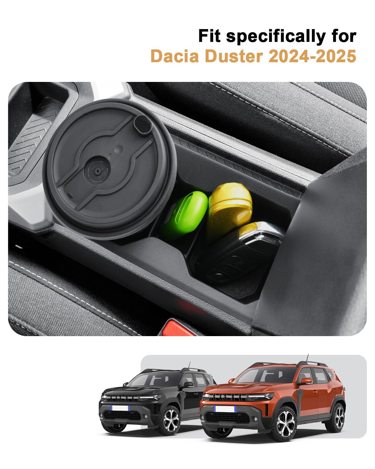 Portabicchieri In TPE Per Dacia Duster 3 (2024-2026) – Inserto Console Centrale Antiscivolo E Facile Da Pulire