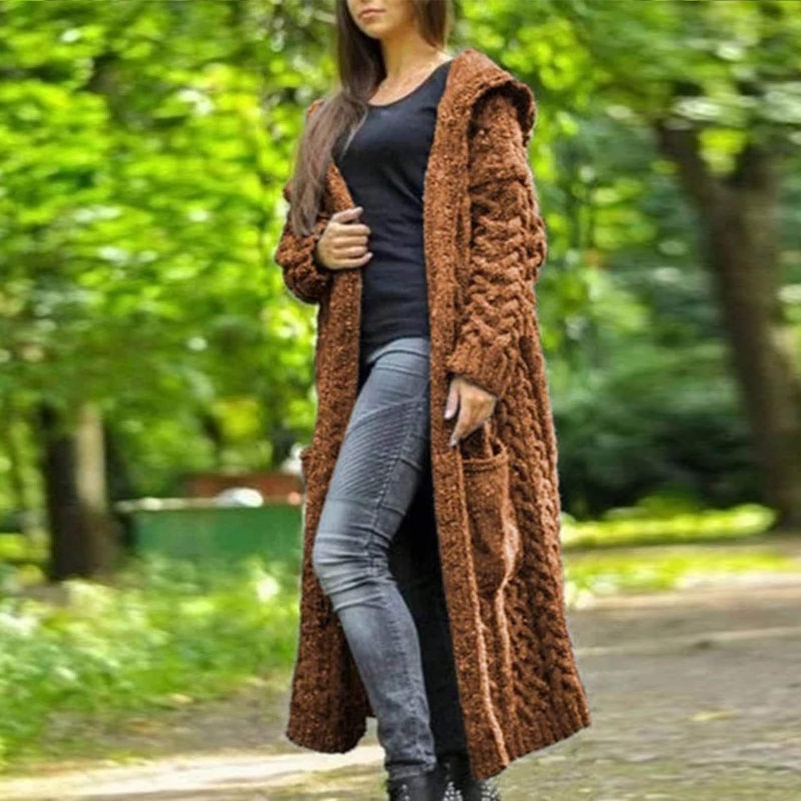 Suéter tipo cárdigan con botones para mujer, de punto grueso, suéter de gran tamaño, suave, manga larga, parte delantera abierta, abrigo holgado con 2 bolsillos, ropa de punto suelto, punto acanalado,