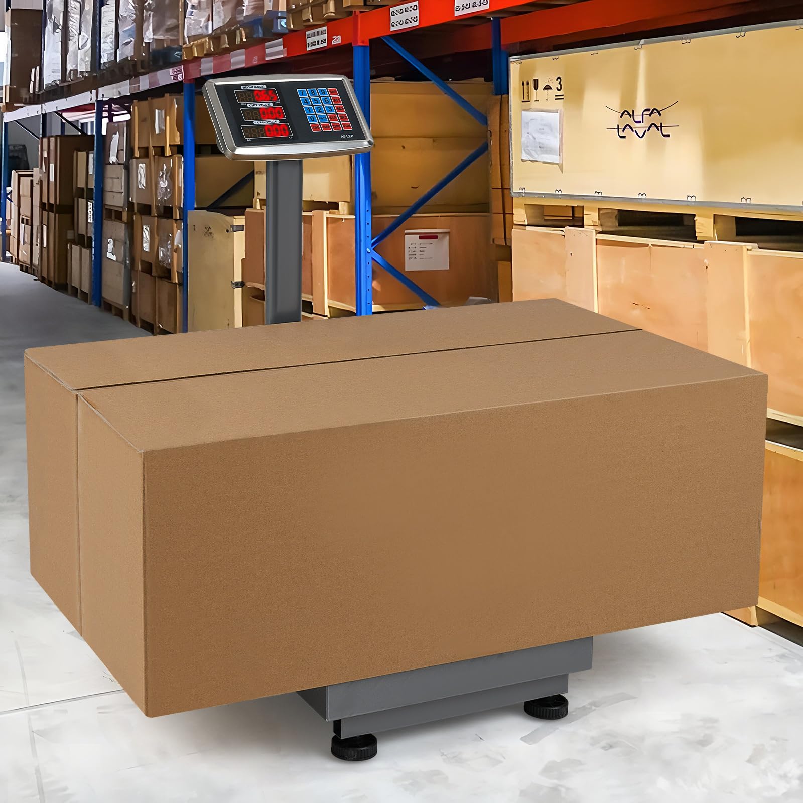 COSTWAY Báscula Digital Informática de 300 kg, Báscula de Plataforma de Suelo Multifuncional con Calculadora de Precio, Pantalla LED Transparente, Fuente de Alimentación Ac/Dc (Plata)