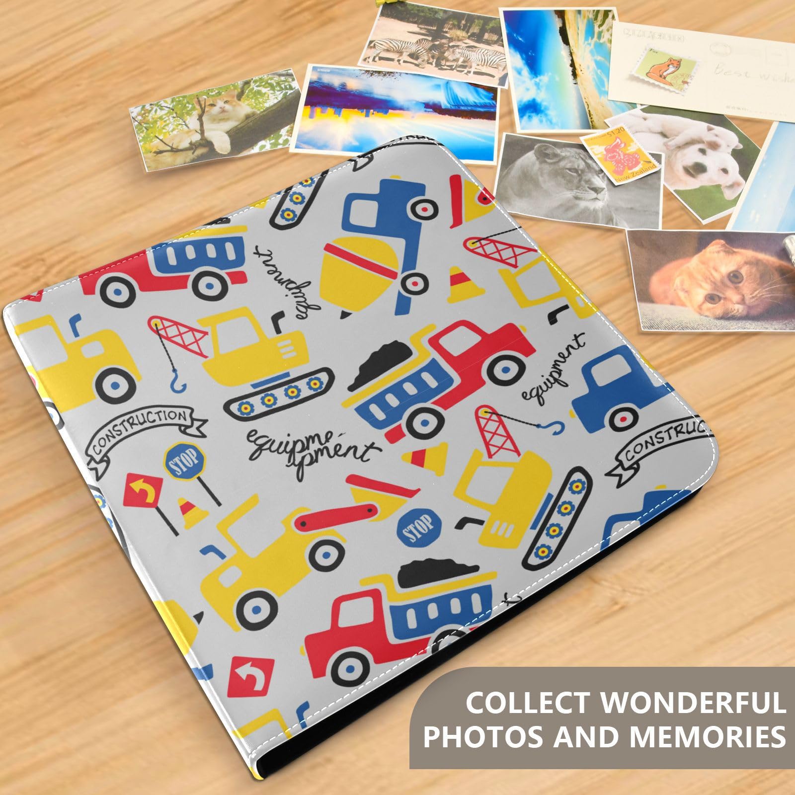 Álbum de fotos autoadhesivo, álbum de fotos de 4 x 6, 6 x 8 pulgadas, vehículo de construcción