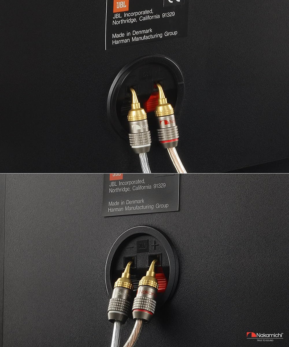 Nakamichi FanLock Excel placcato oro 24 carati 2mm Pin Spine a banana connettore, 10 AWG - 18 AWG spessore 4mm, per cavo amplificatori di altoparlanti, Hi-Fi Connessione rapida, 4 pezzi (2 paia)