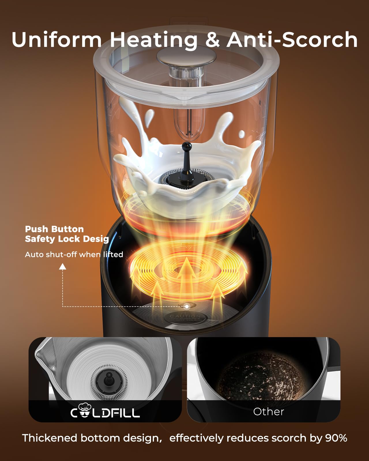 Espumador de leche 8 en 1, espumador de leche y vaporizador de gran capacidad, máquina eléctrica automática de espuma caliente y fría, espumador desmontable de agarre ergonómico para café