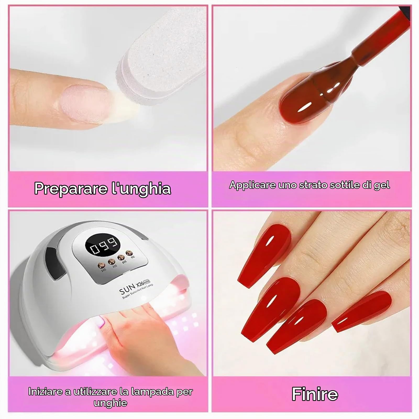 Lampade UV Per Unghie,380W Asciugatura Rapida per Unghie con 81 perline LED,Portatile Lampada per Unghie Con 4 Modalità Timer,Display LCD,Lampada Asciuga Smalto Semipermanente Con Sensore Automatico
