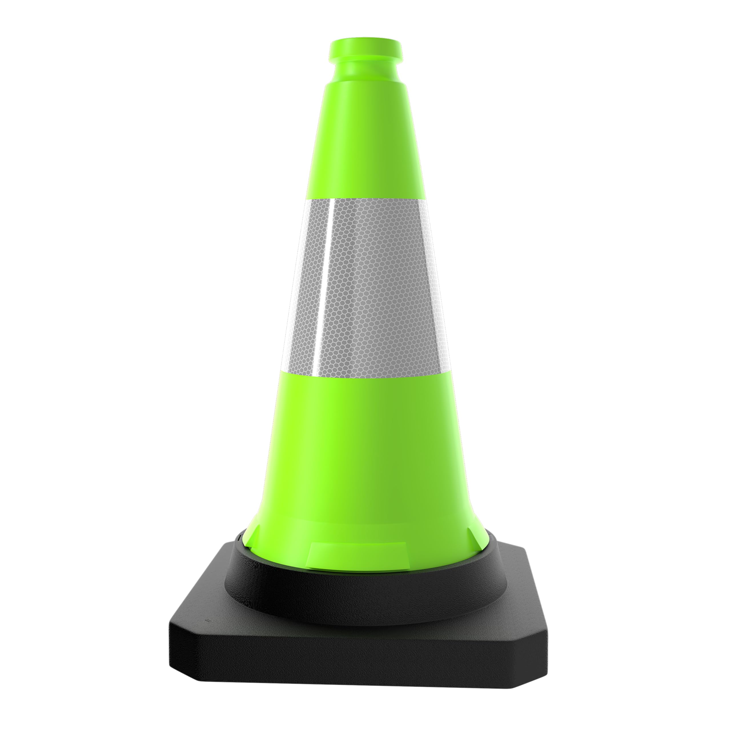Berry 50CM Traffic Cone - Green | High Visibility Safety Cone with Black Base | Wind Resistant Reflective Traffic Cone | 20Inch PE Portable Road Cone for Street, Driveway & Parking Safety - 1 Cone