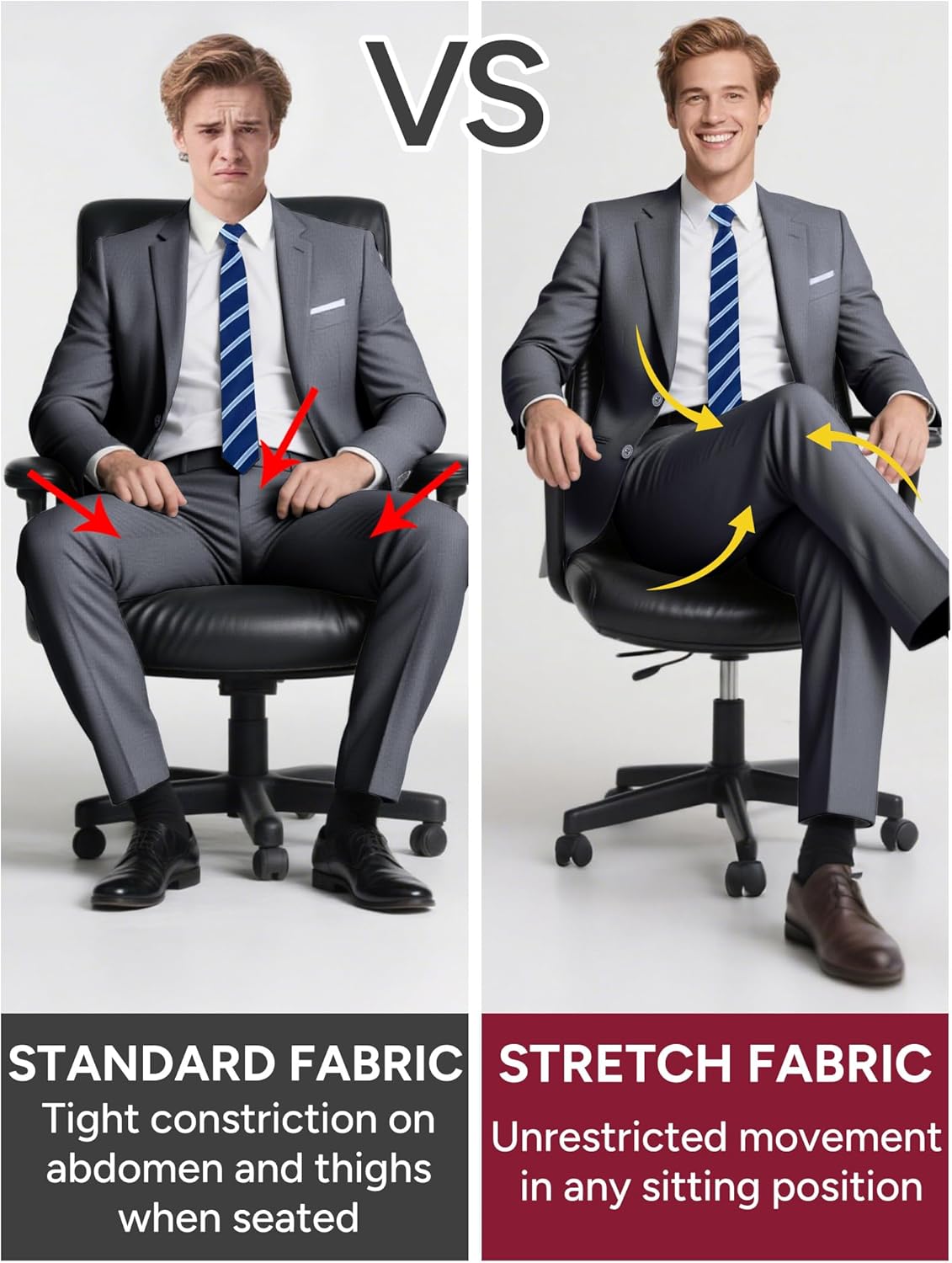 Men's Suit 2-Piece Slim Fit,Two-Button Blazer and Adjustable Waist Pants - Image 4