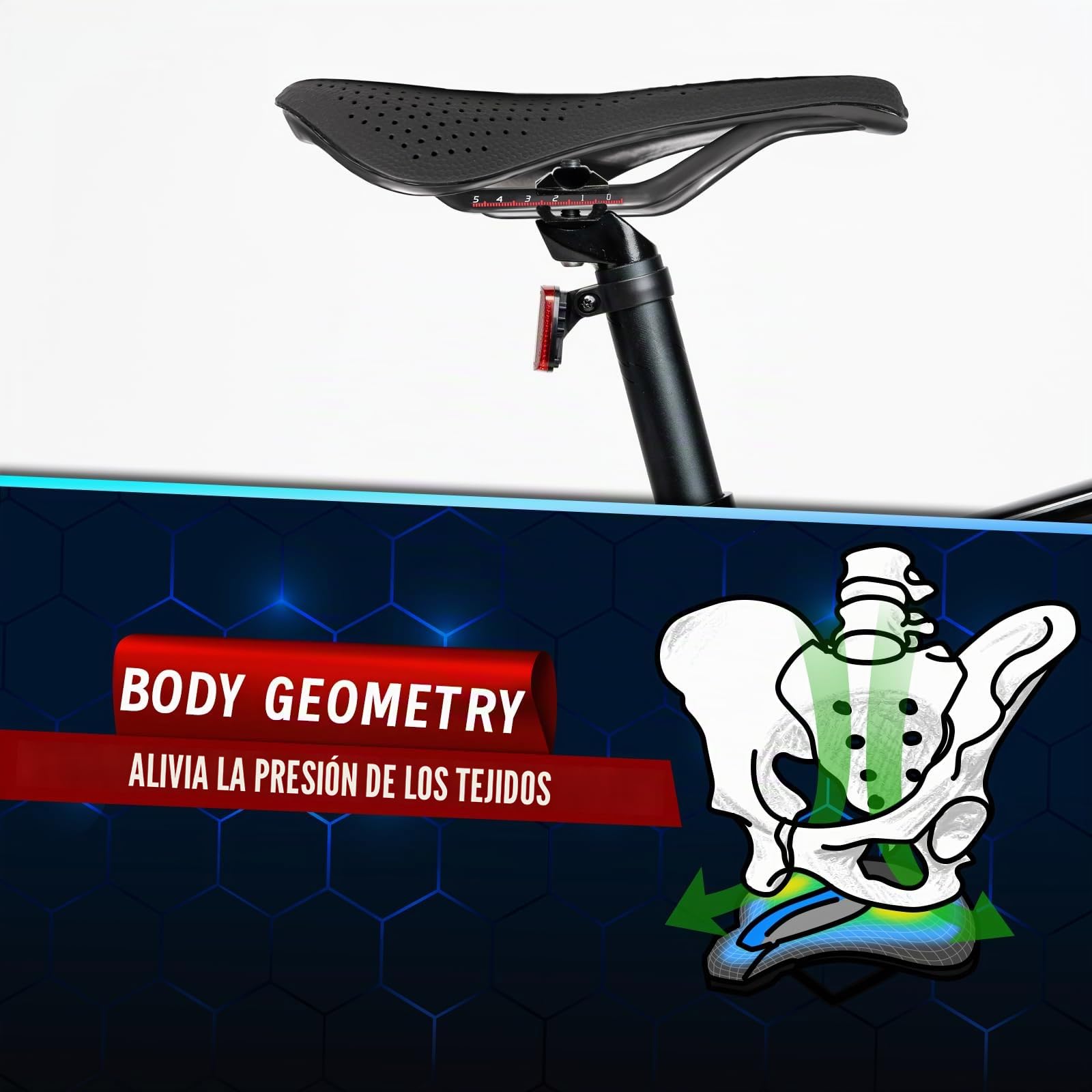 BUCKLOS Sillín de Bicicleta con impresión 3D, Asiento de Bicicleta de montaña y Carretera, cómodo cojín de Bicicleta, Apto para Bicicletas de Carretera MTB BMX XC Gravel