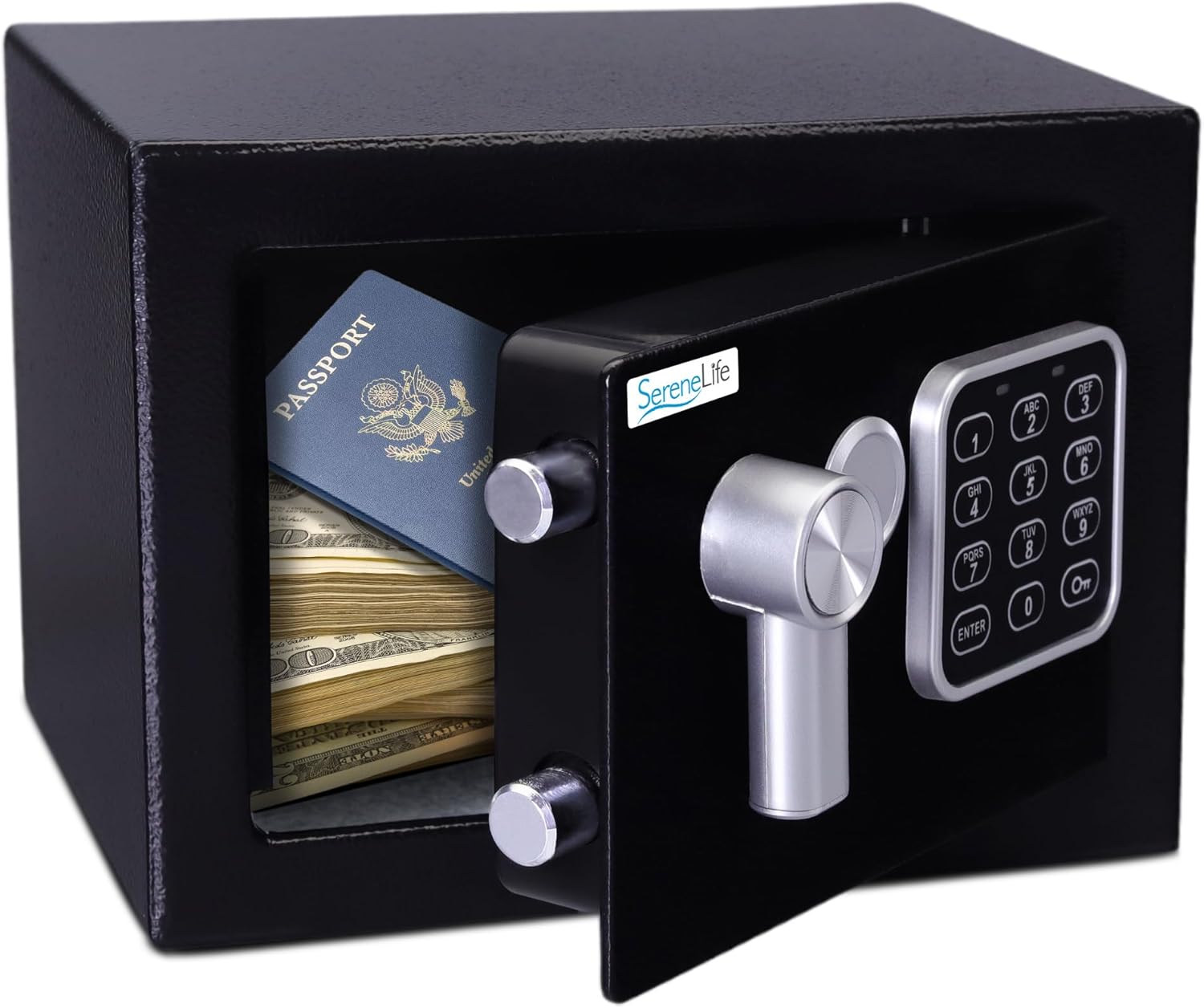 SereneLife Premium Metal Digital Secure Field – 9.1″ x 6.7″ x 6.7″ | Safe Storage for Money, Firearms, Jewellery & Extra | Nice For Motels, Cupboards & Residence Use | Digital & Mechanical Entry – 2 Keys